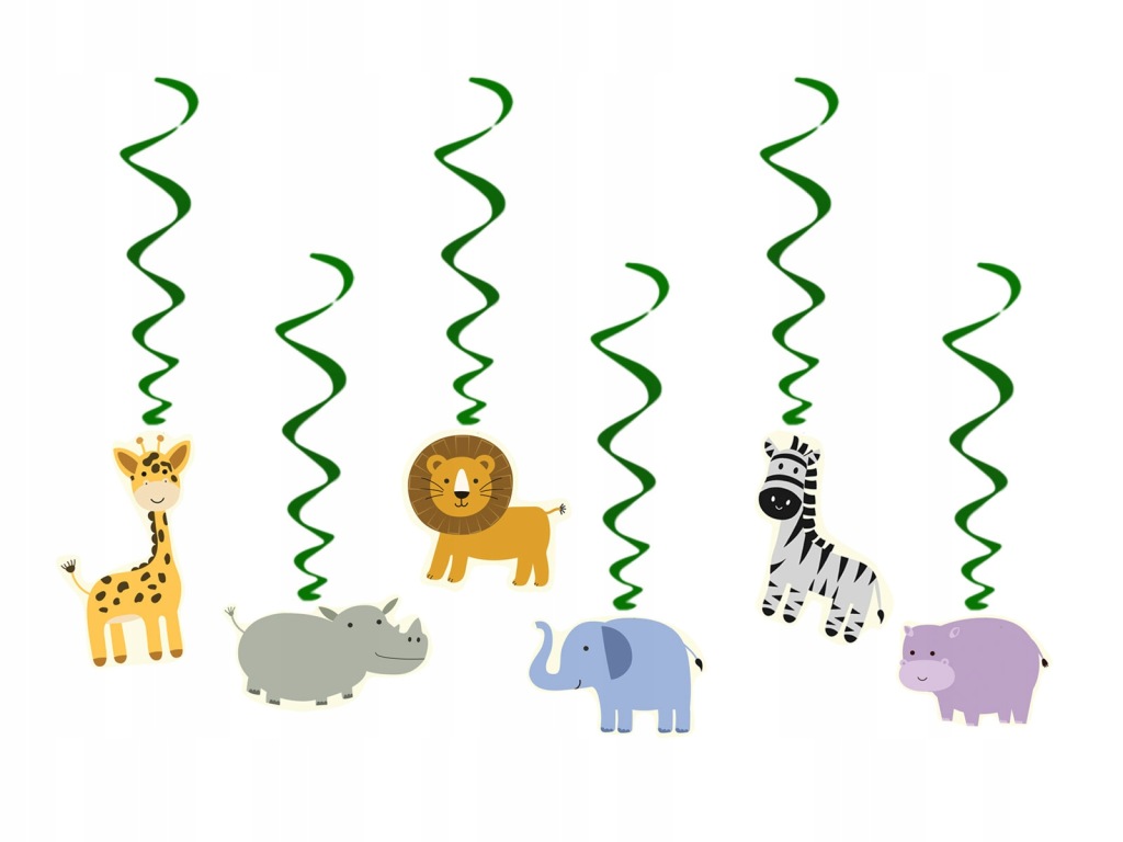 Dekoracja wisząca ŚWIDERKI safari ZWIERZĘTA 6 szt