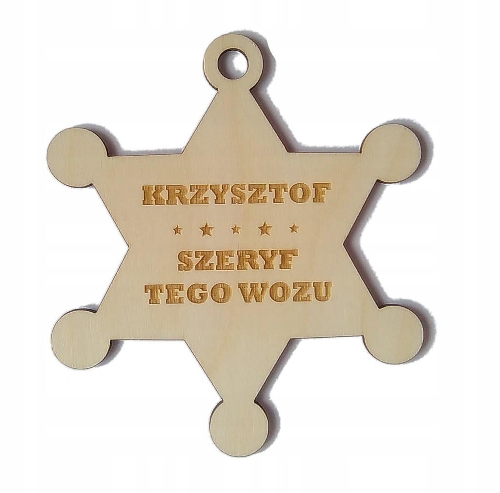 Zawieszka do auta Gwiazda Szeryfa z grawerem