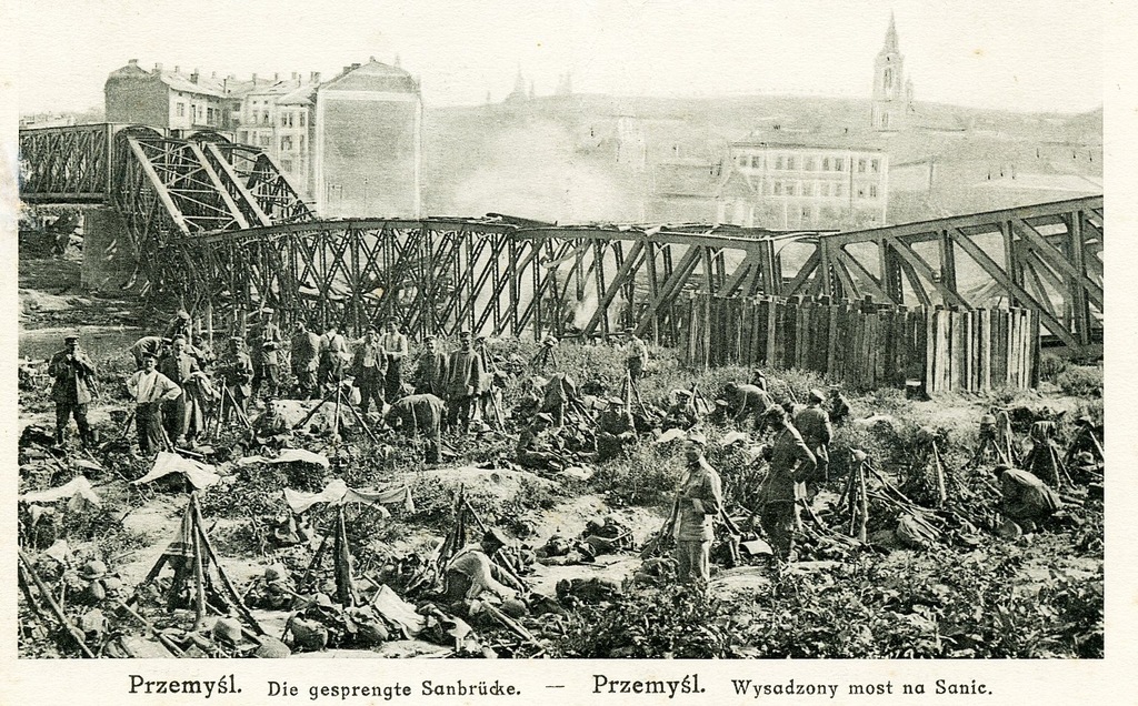 PRZEMYŚL. Wysadzony most na Sanie- 1915 stan bdb