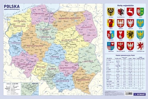 Podkładka Administracyjna mapa Polski