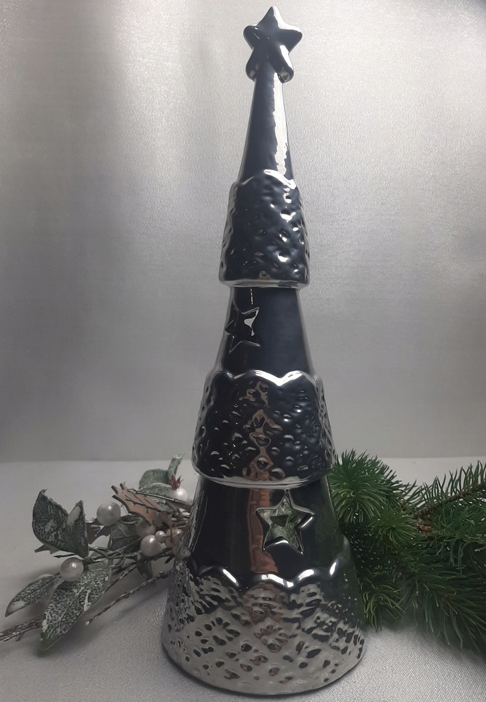 Świecznik świąteczny na tealight choinka srebrna