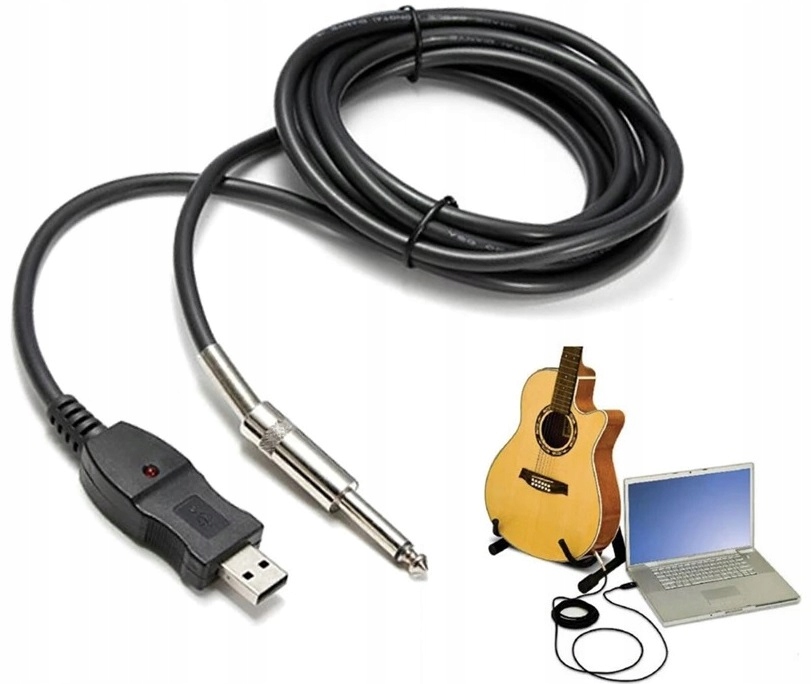 USB KABEL GITARY JACK 6,3 MM INTERFEJS 3 PRZEWÓD M