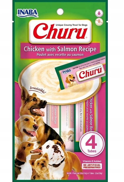 INABA Churu kurczak z łososiem dla psów (4x14g) 56g