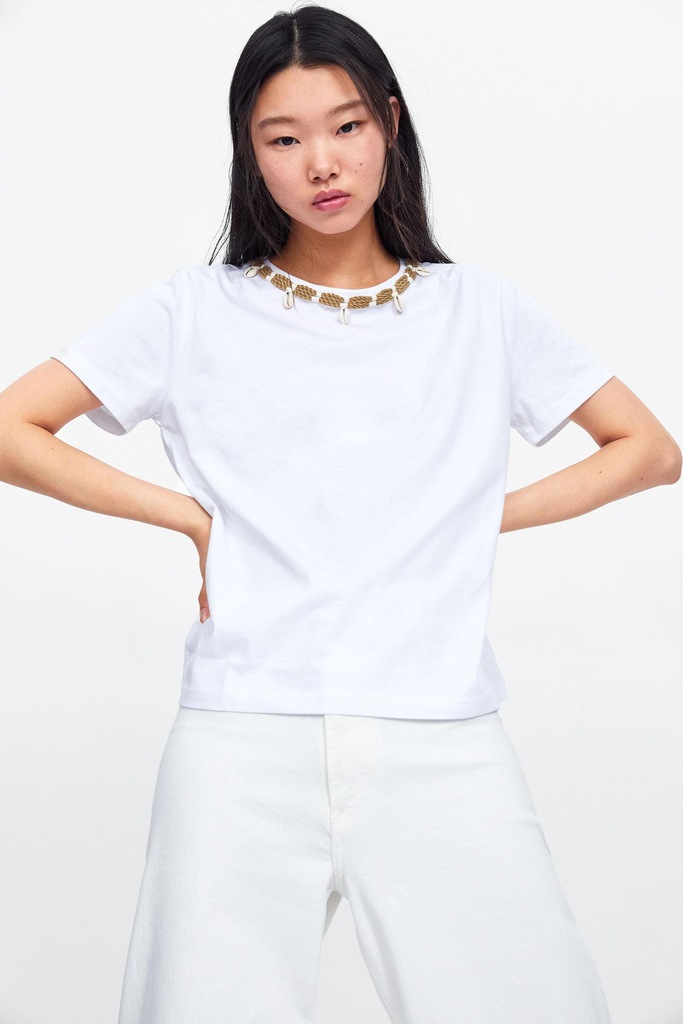 P1T098 ZARA__MI2 BIAŁY T-SHIRT BASIC__S