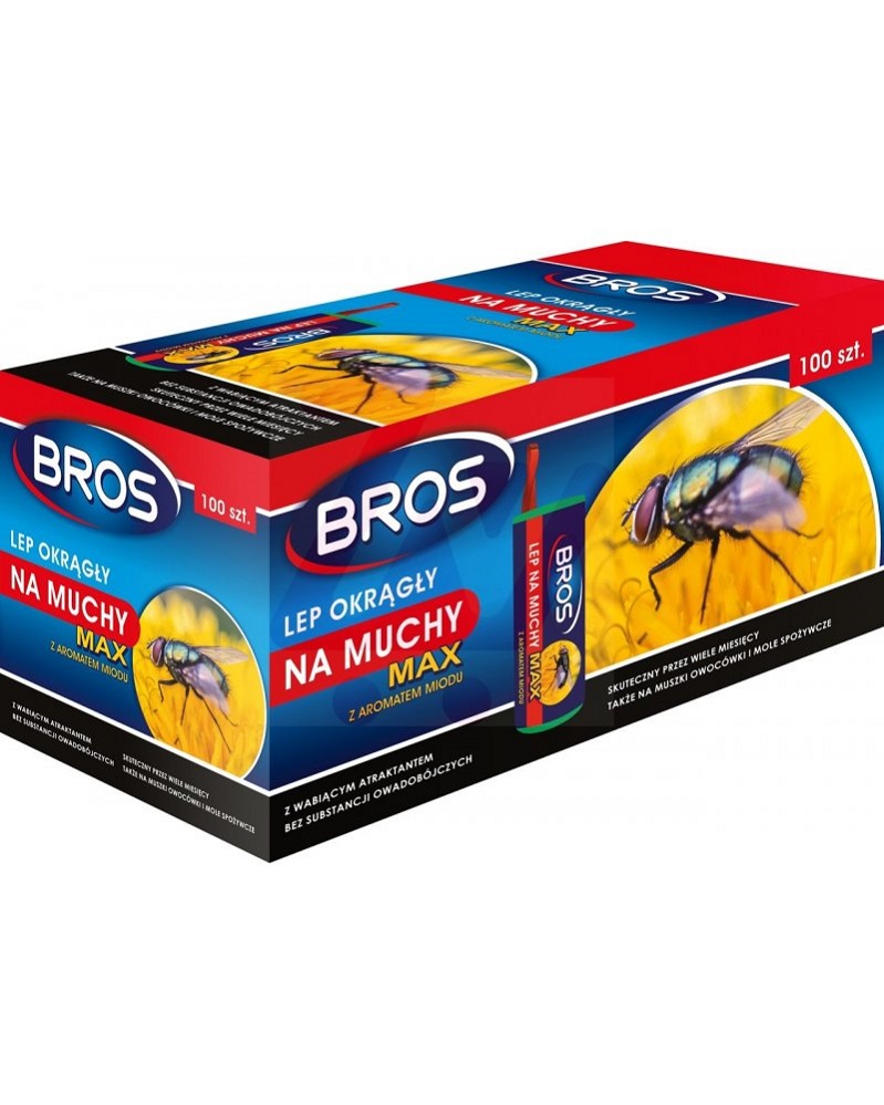 Bros MAX OKRĄGŁY LEP NA MUCHY aromat miodu 100 szt