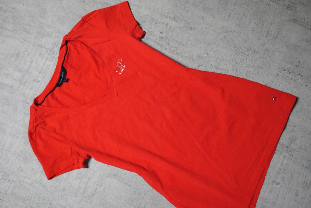 TOMMY HILFIGER__świetny czerwony T-shirt__logo__XS