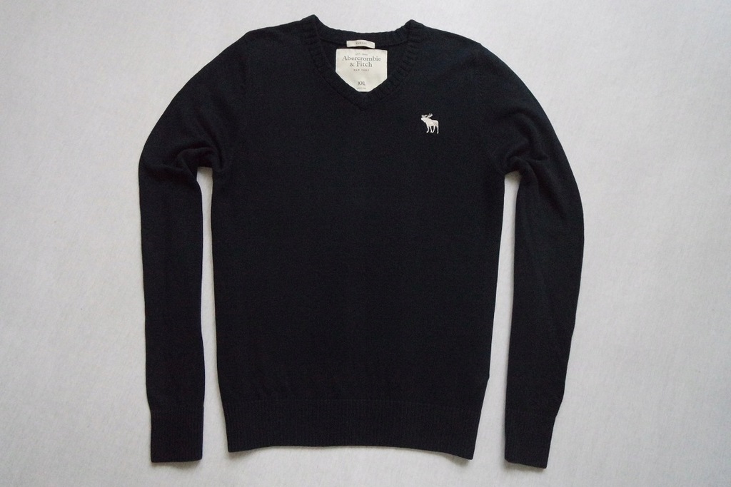 ABERCROMBIE FITCH sweter sweterek granatowy logo_L