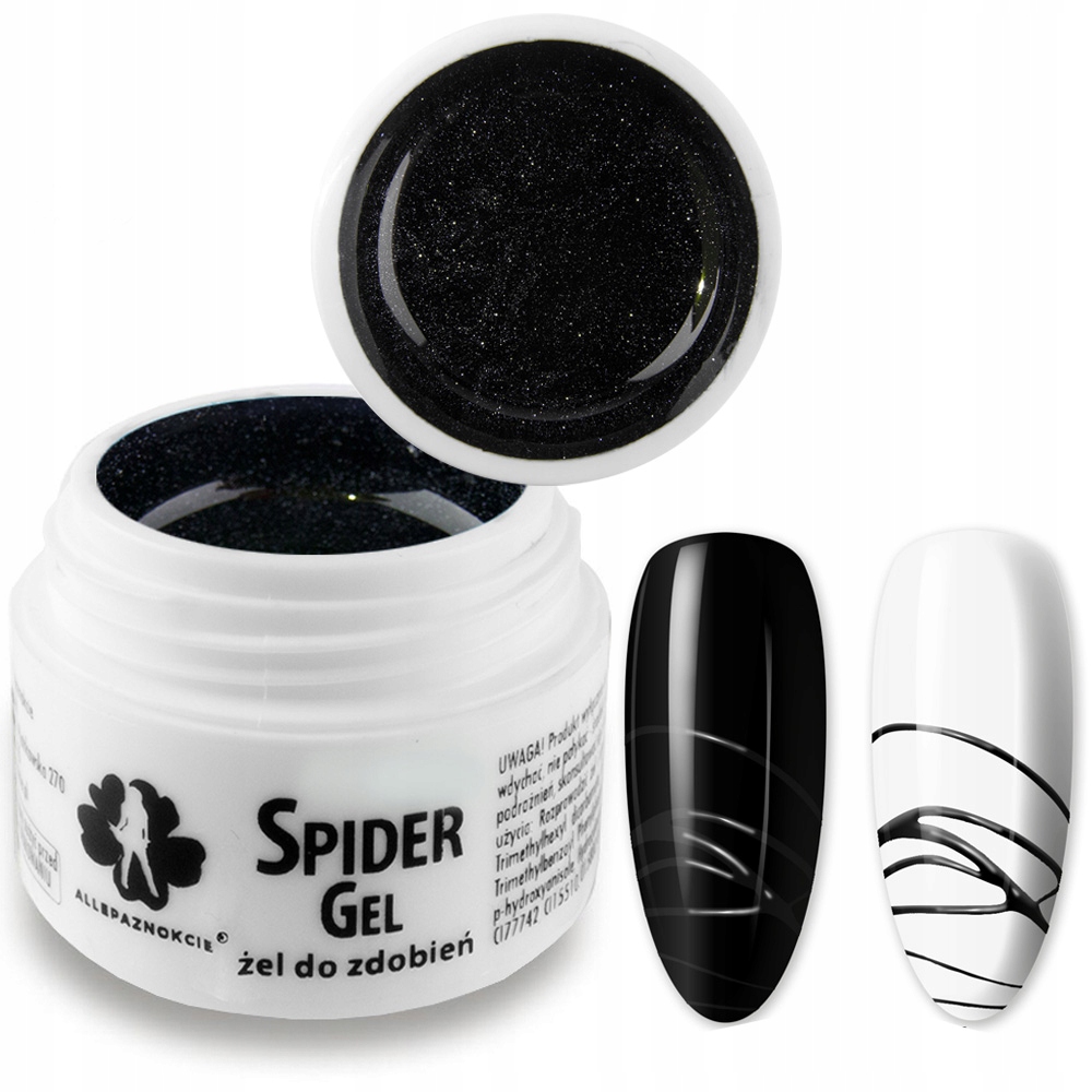 SPIDER GEL ŻEL DO ZDOBIEŃ WZORKÓW LINIE PAJĘCZA SIEĆ METALICZNY CZARNY 3ml