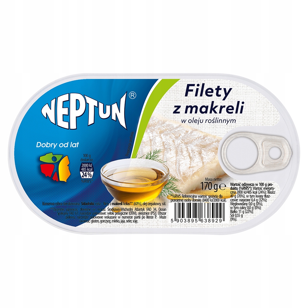 Neptun Filety z Makreli w Oleju 170g