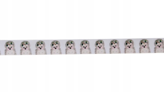 Wstążka tasiemka taśma rypsowa ryps kwiaty jeż jeże jeżyki 0.5m WR25004