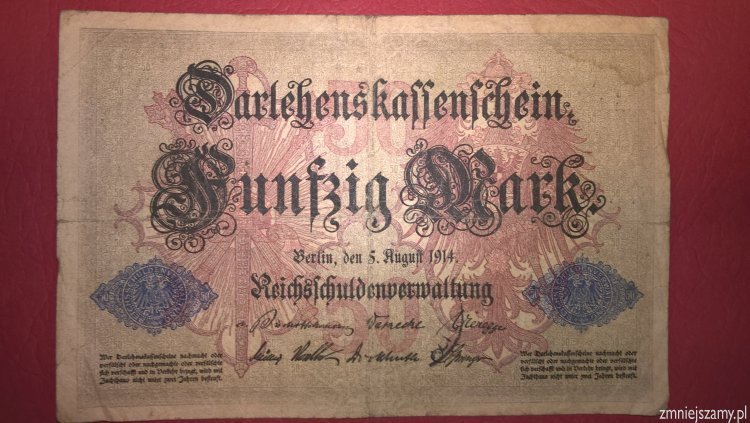 WOŚP Niemcy - Oryginalne 50 marek z 1914r. seria O