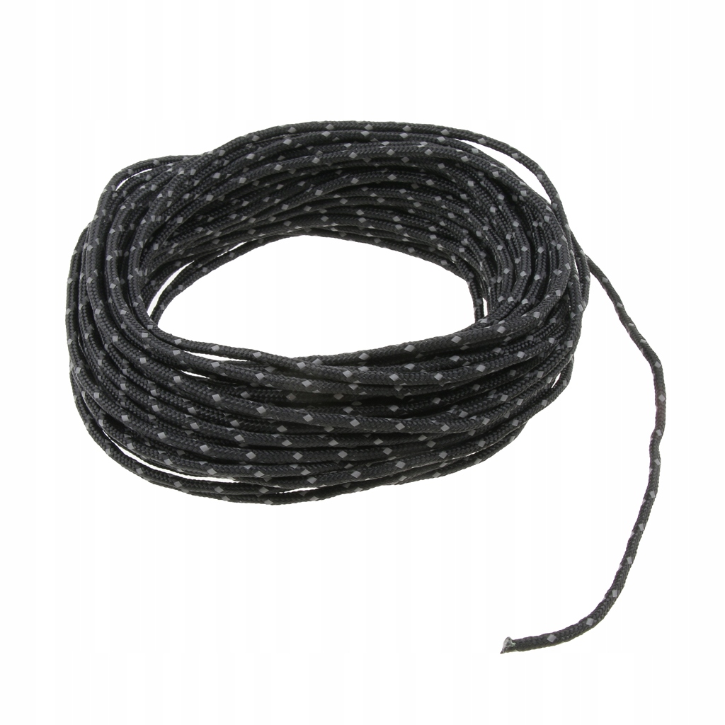 Reflective Tent Camping Guy Line Rope Cord 2.5mm 50ft Awning Canopy Black