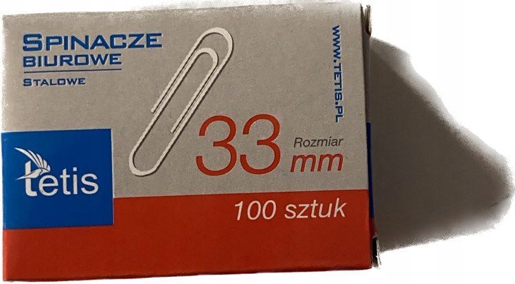 Spinacze okrągłe Tetis 33mm, 100 szt.