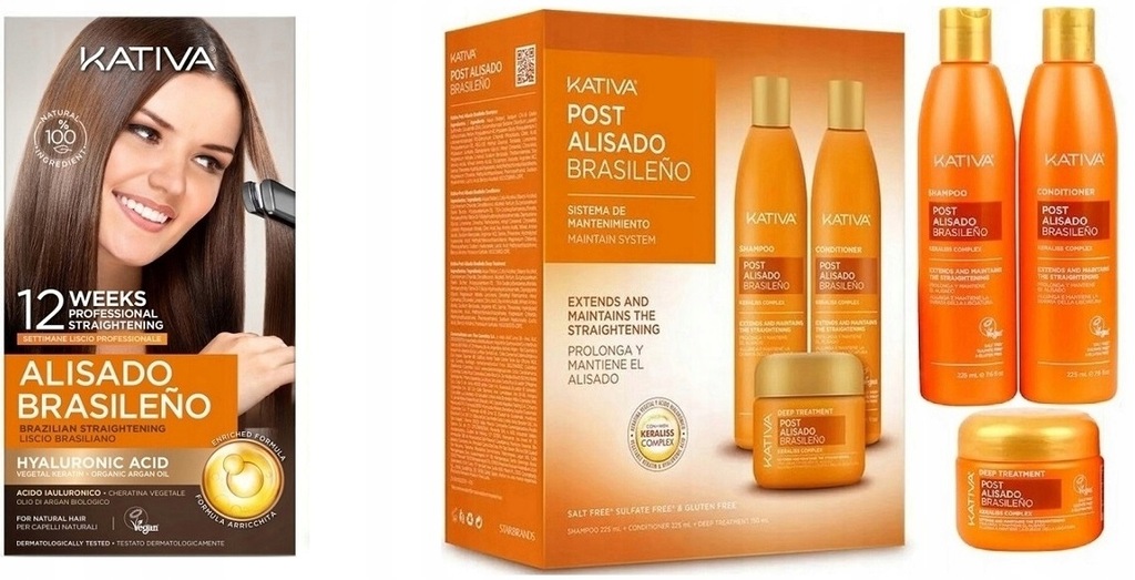 KATIVA KERATYNOWE PROSTOWANIE 225ml + POST3 ZESTAW 600ml