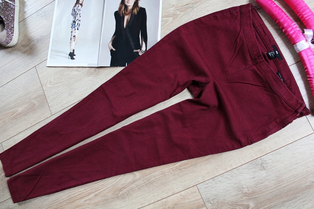 H&M* JEGGING RURKI DŻINSY BORDO DAMSKIE 36 S