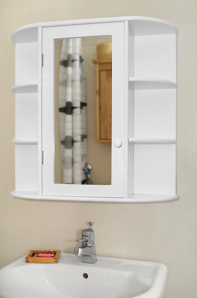 Купить Подвесной шкаф для ванной комнаты 9-ПОЛЮСНЫЙ + ЗЕРКАЛО: отзывы, фото, характеристики в интерне-магазине Aredi.ru