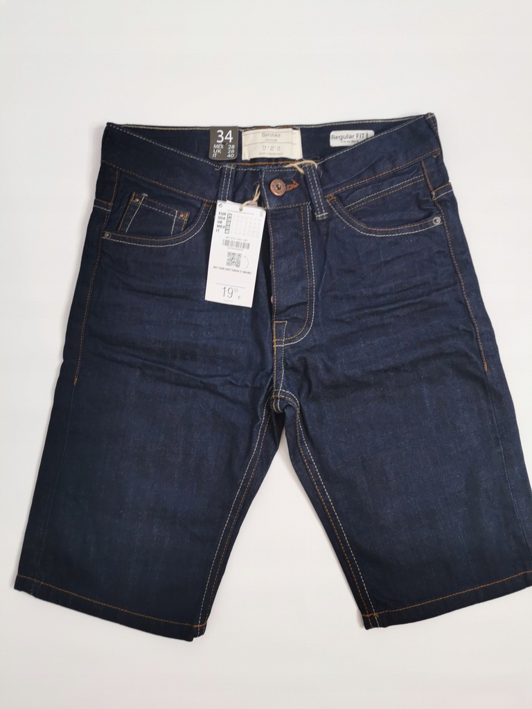 bershka spodenki 34 XS bawełna jeans straight leg