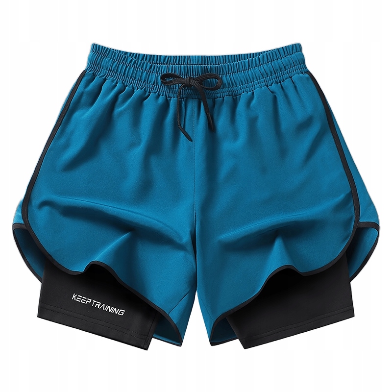 SPODENKI SPORTOWE MĘSKIE DO BIEGANIA 2W1 SIŁOWNIE