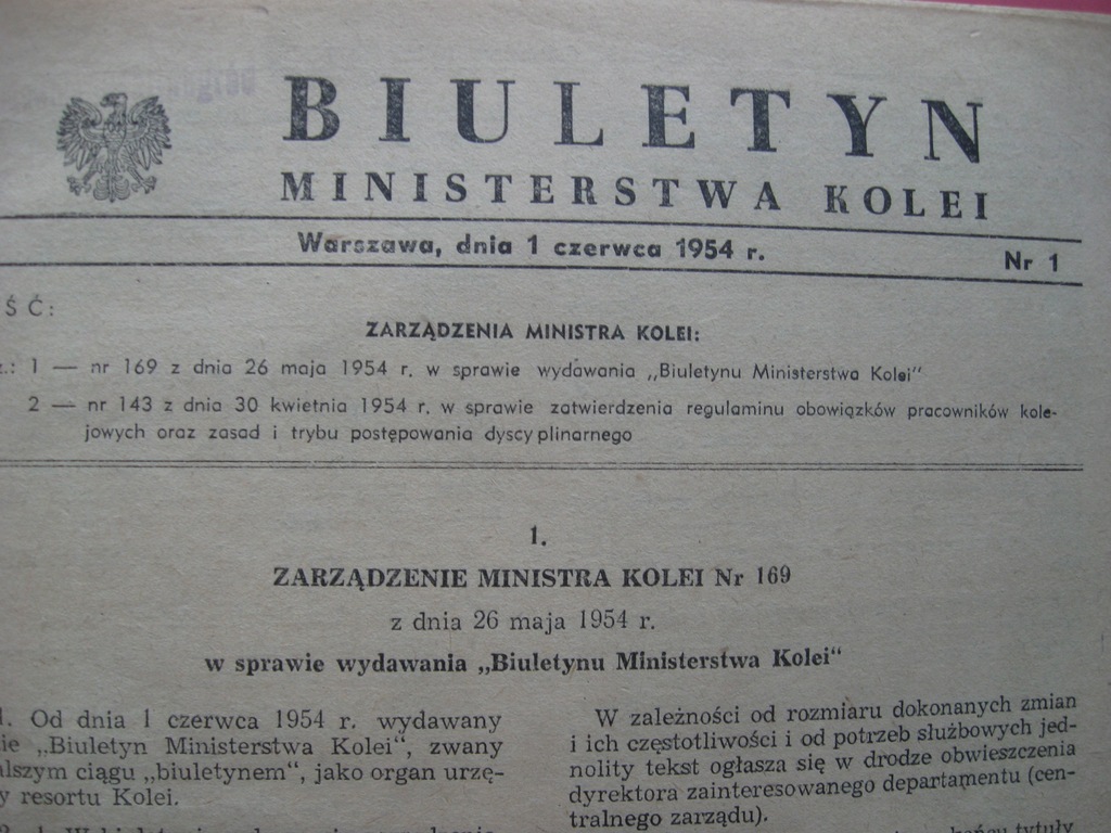 KOLEJE Biuletyn Ministerstwa Kolei 14 egz 1954