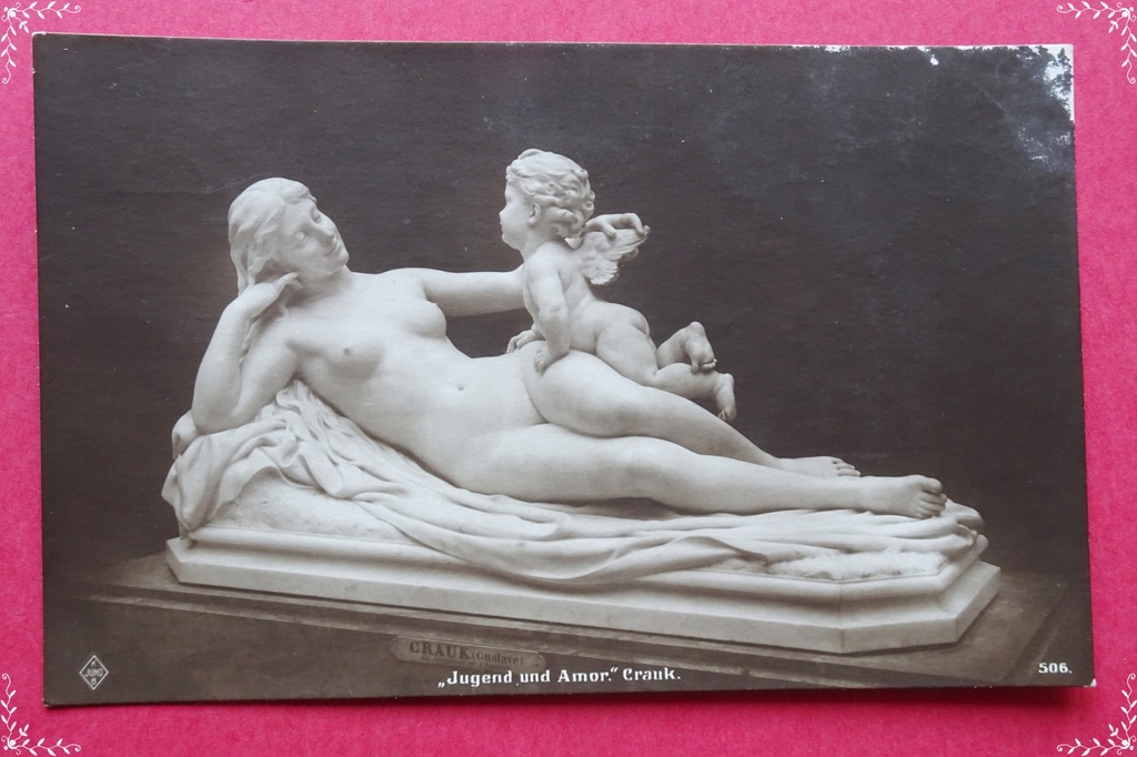 Kobieta NAGA - Młodość (Hebe) i Amor #T6292# akt, erotyka, rzeźba mitologia