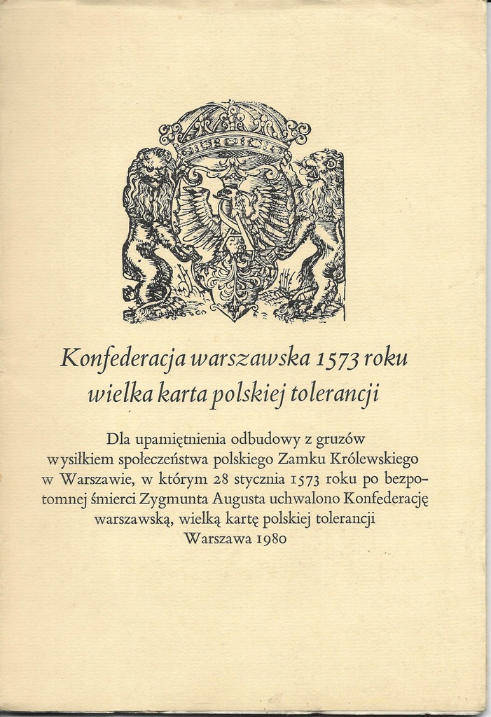 Konfederacja Warszawska 1573 Roku Wielka Karta Pol 8483115980 Oficjalne Archiwum Allegro