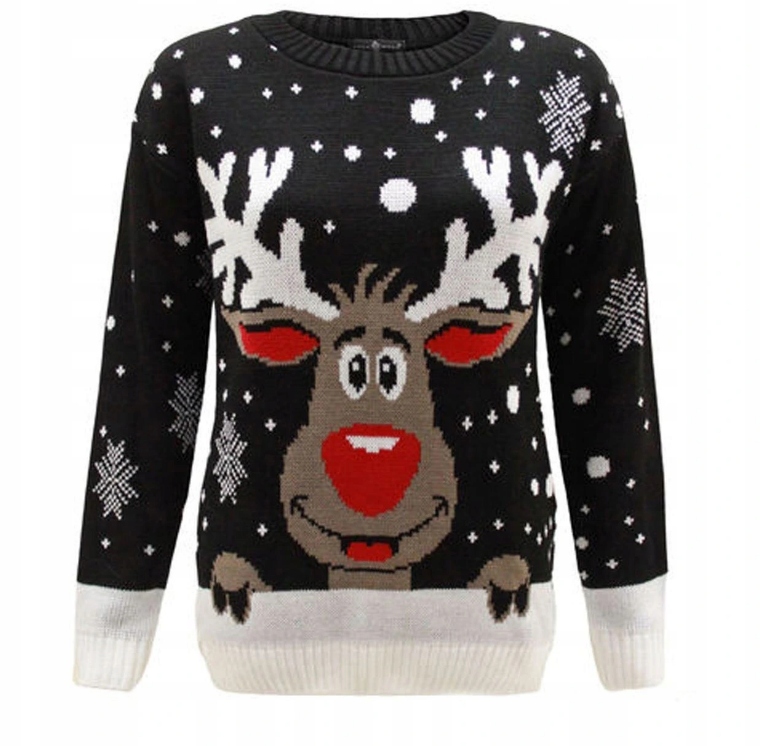 nowy Świąteczny sweter z reniferem, rudolf 2XXL
