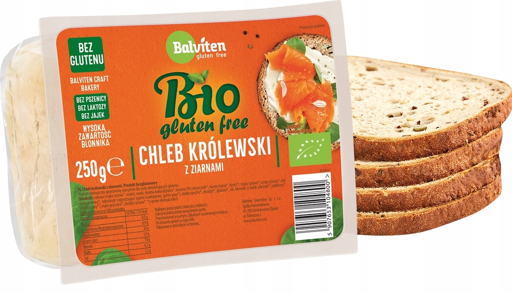 CHLEB KRÓLEWSKI Z ZIARNAMI BEZGLUTENOWY BIO 250 g