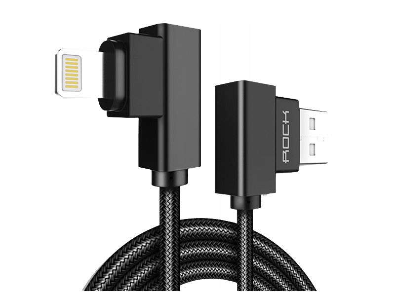Kątowy kabel ROCK USB do iPhone 5 SE 6S 7 8 X 2A