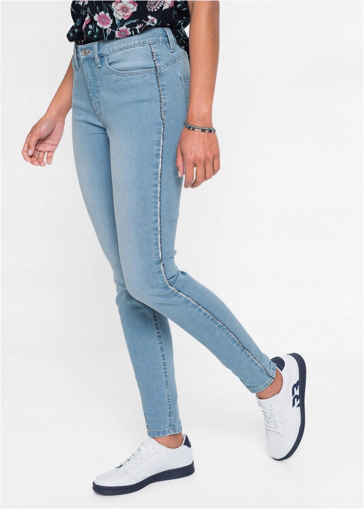 HO2H05 JEANSOWE SPODNIE SKINNY Z LAMPASAMI__44