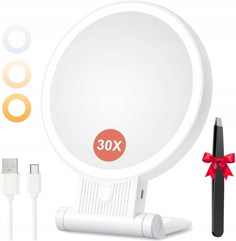 Lusterko stojące i wiszące biały Auxmir