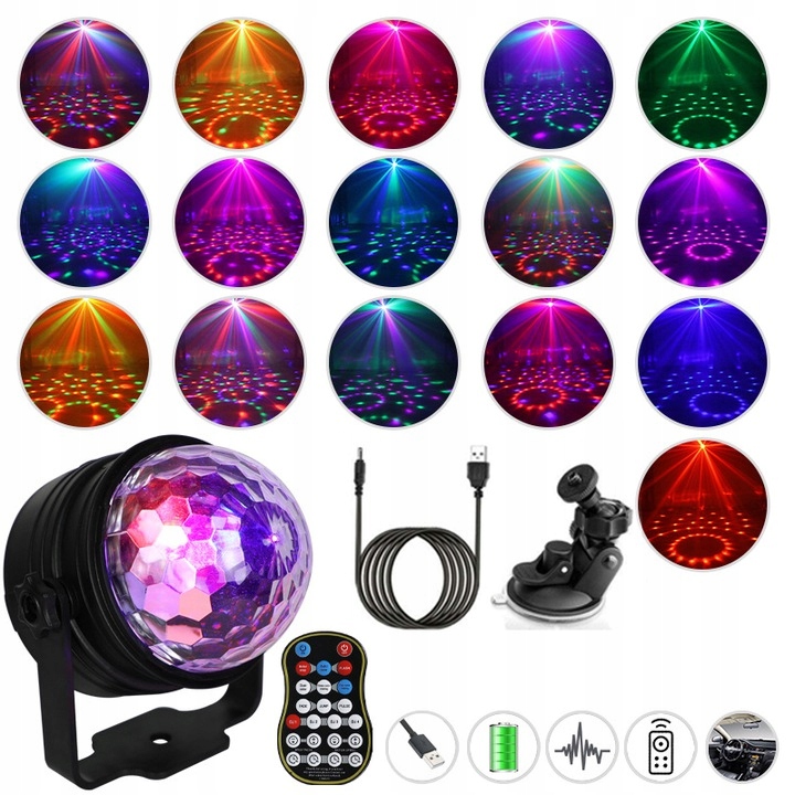KULA DISCO PROJEKTOR DYSKOTEKOWY REFLEKTOR LED RGB