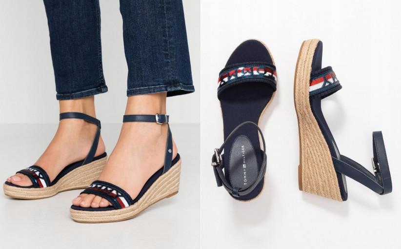 F32B028 SANDAŁY KOTURNY CEKINY TOMMY HILFIGER 38