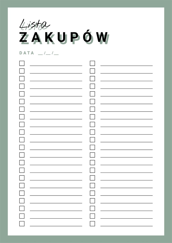LISTA ZAKUPÓW planer notes A5 26 kartek