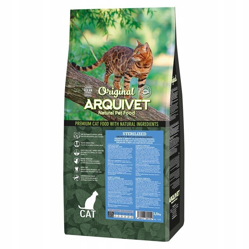 ARQUIVET CAT Original dla kotów sterylizowanych łosoś z ryżem 1,5 kg Arquiv