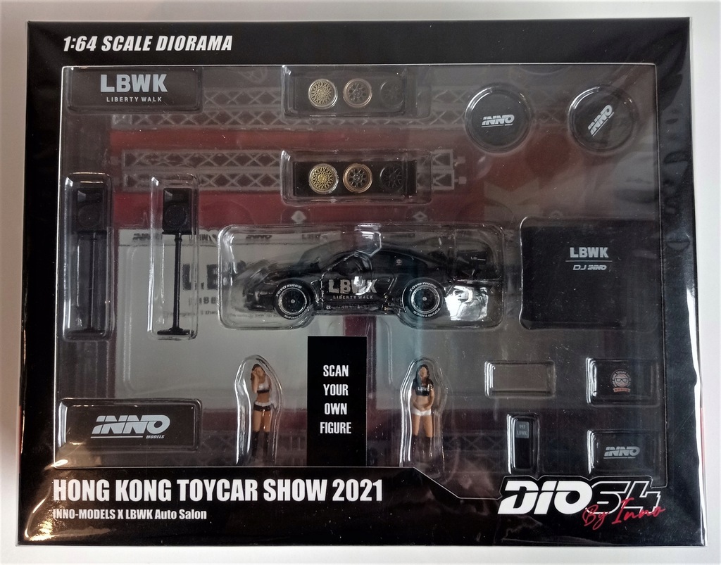 イノモデル ポルシェ LBWK AUTO SALON DIORAMA 1/64 INNO Models 1:64 Liberty Walk Auto Salon Diorama Set with 1