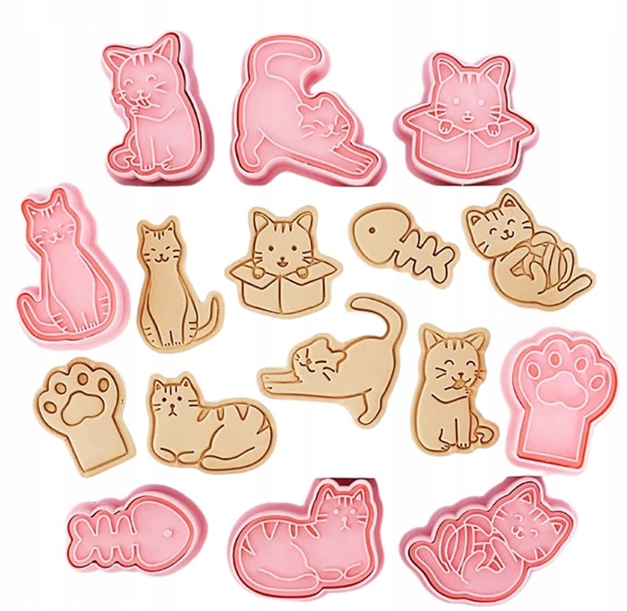 Wykrawacze ze Stemplem KOTY KOTKI foremki 8szt