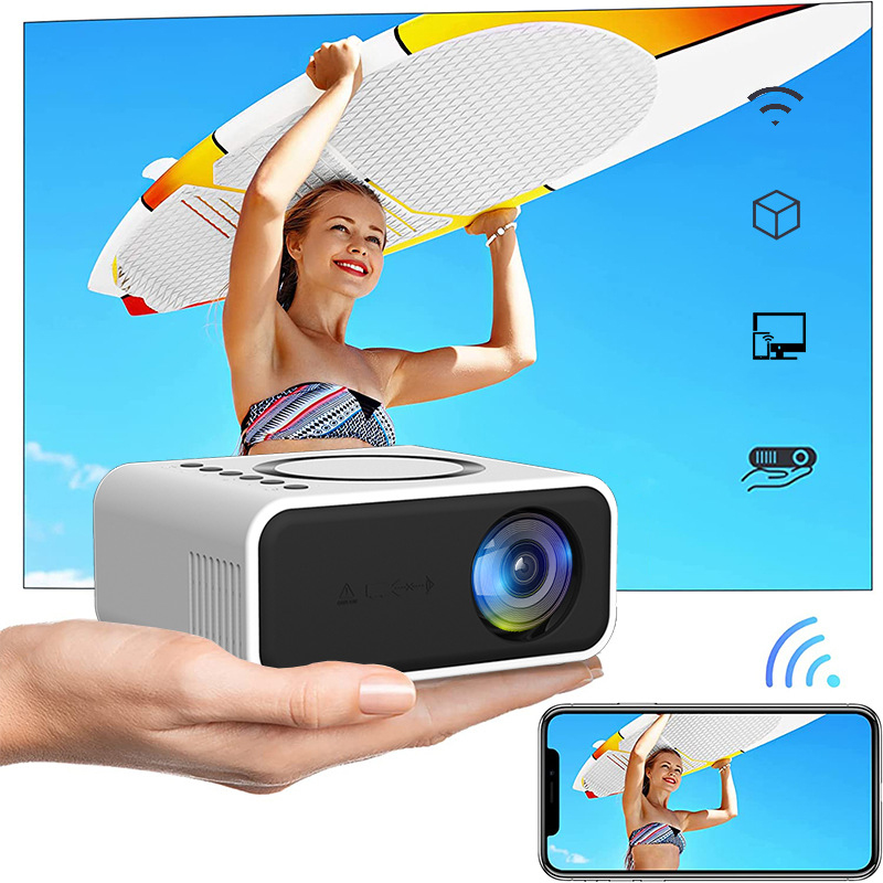 PROJEKTOR MINI RZUTNIK ZE STATYWEM LCD FULL HD 1080P USB AKIYO BIAŁY