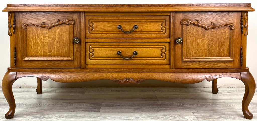 STYLOWA KOMODA LUDWIKOWSKA RTV POD TV SZAFKA LUDWIK LITY DĄB FRANCJA W94