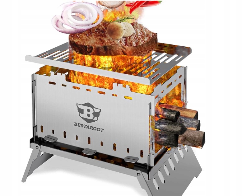 GRILL KEMPINGOWY, SKŁADANY ZE STALI NIERDZEWNEJ