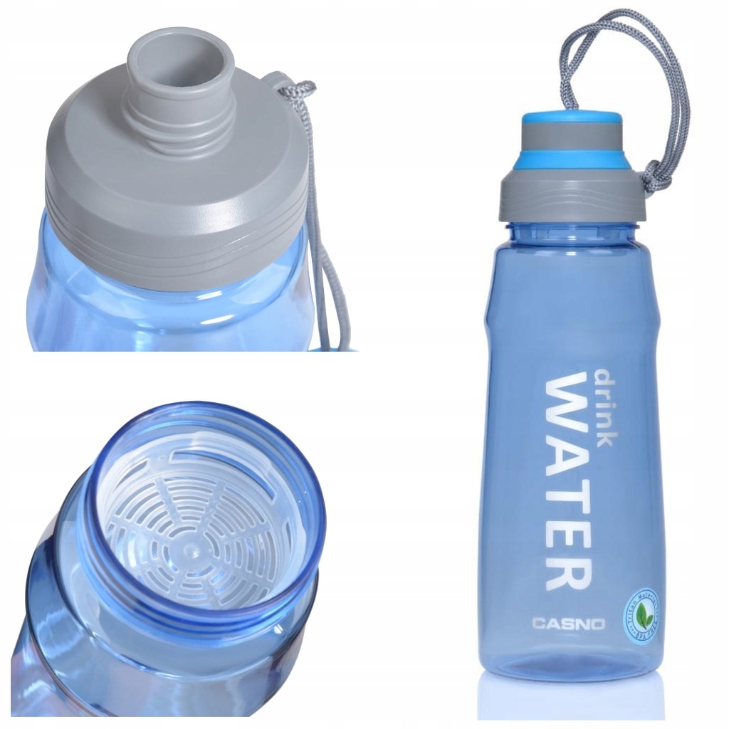 Bidon na Siłownię Butelka na Wodę Casno 1000 ml Uchwyt Niebieska BPA Free