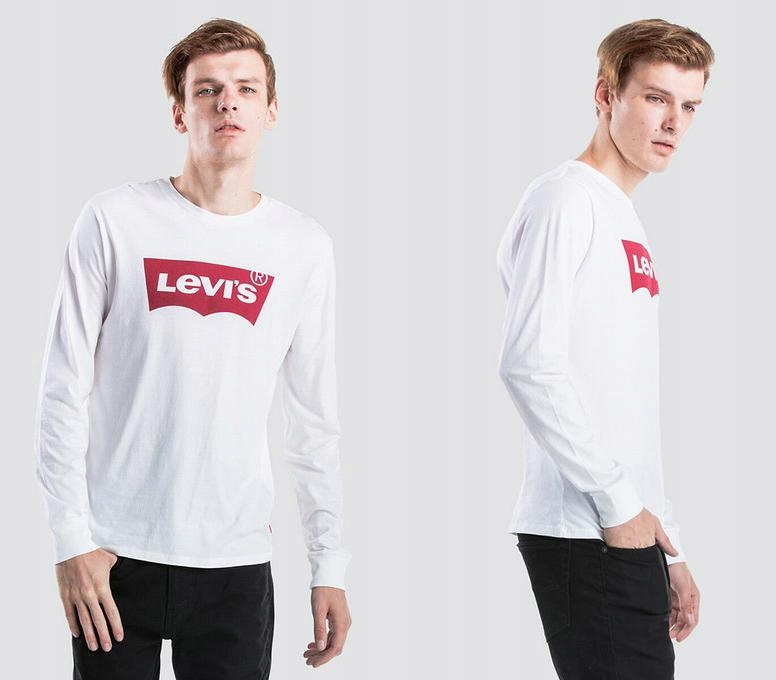 LEVI'S BIAŁY T-SHIRT DŁUGI RĘKAW LOGO (L)