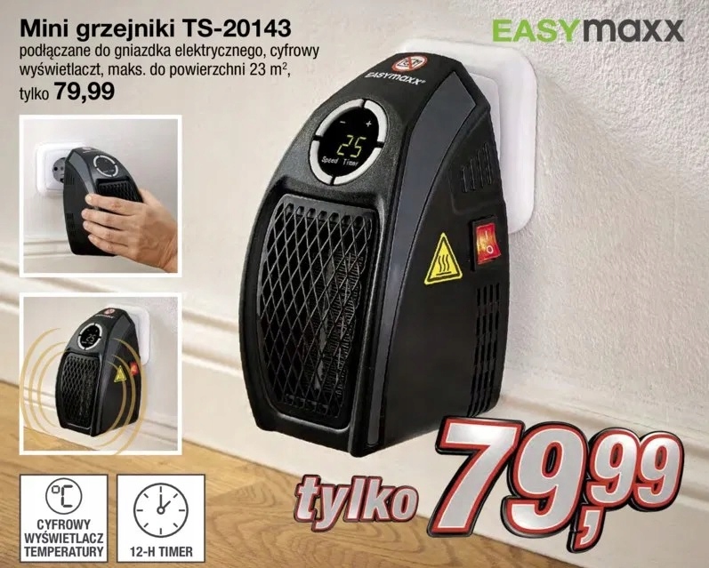 EASYMAXX mini grzejnik ogrzewacz elektryczny 500W