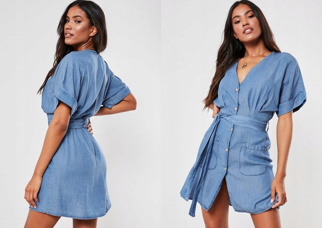 MISSGUIDED JEANSOWA SUKIENKA Z PASKIEM L