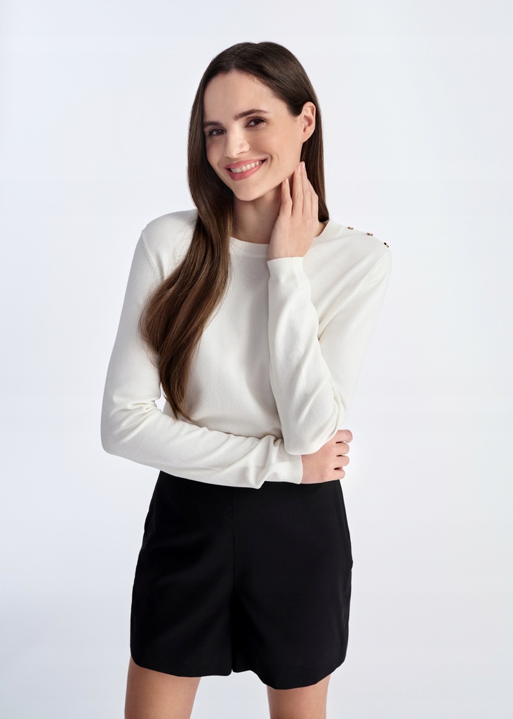 OCHNIK Dopasowana kremowa bluzka damska LSLDT-0039-12 2XL