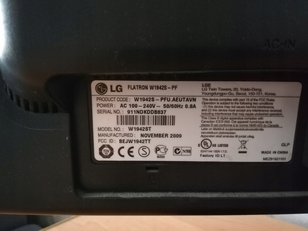 Monitor LG W1942S 75Hz - licytacja od 1zÅ - 9270992905 - oficjalne archiwum Allegro