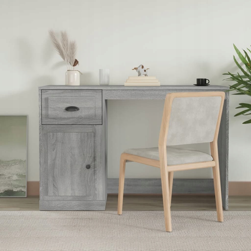 Biurko z szufladą, szary dąb sonoma, 115x50x75 cm