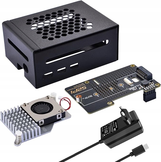 Metalowa obudowa GeeekPi dla Raspberry Pi 5, z oficjalną aktywną chłodnicą