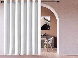 DWCN Zasłona dzieląca pokój Nieprzezroczysta biała z oczkiem 243x254 cm