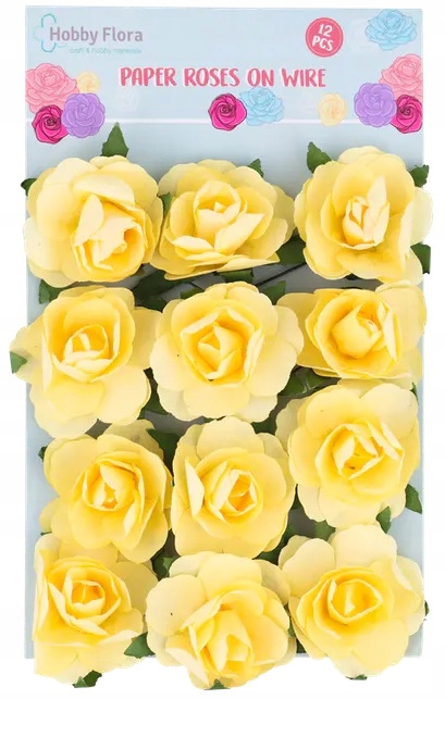 Róże kwiaty na drucie dekoracyjne 4 cm x 12 szt.