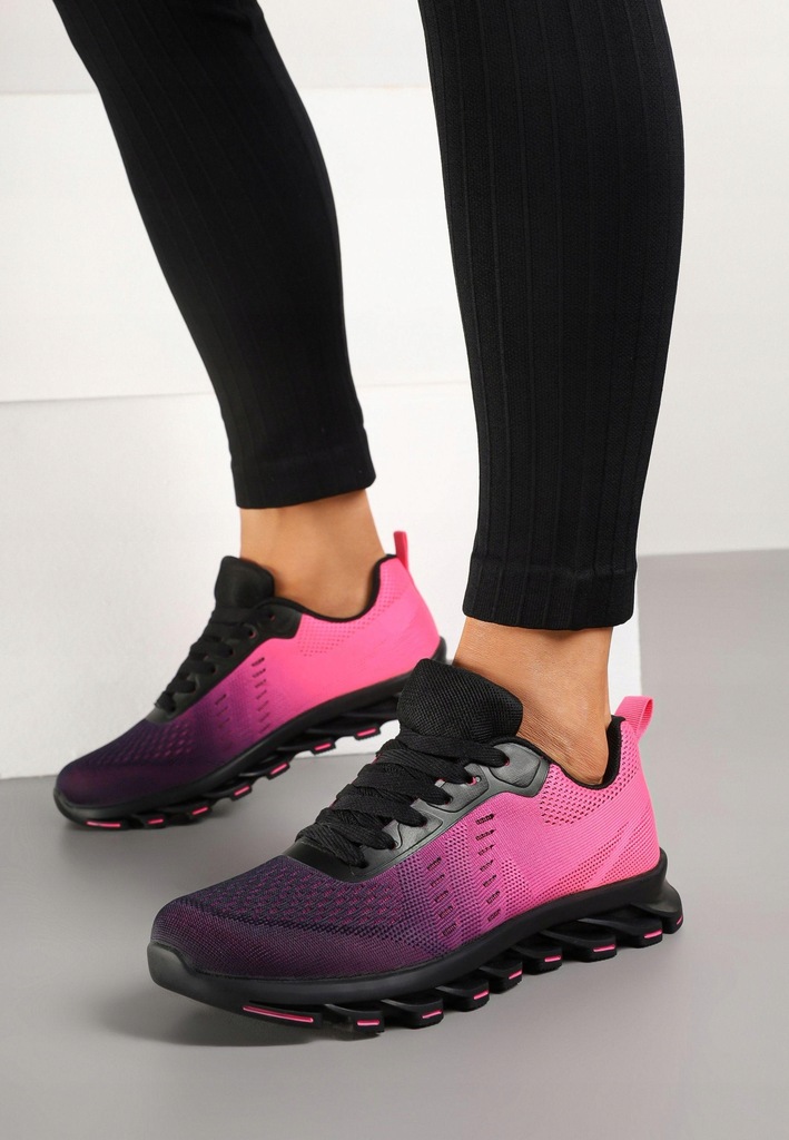 Born2Be Czarno-Fuksjowe Buty Sportowe damskie
